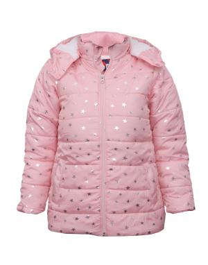 Girls hooded Jacket star printed jacket peach